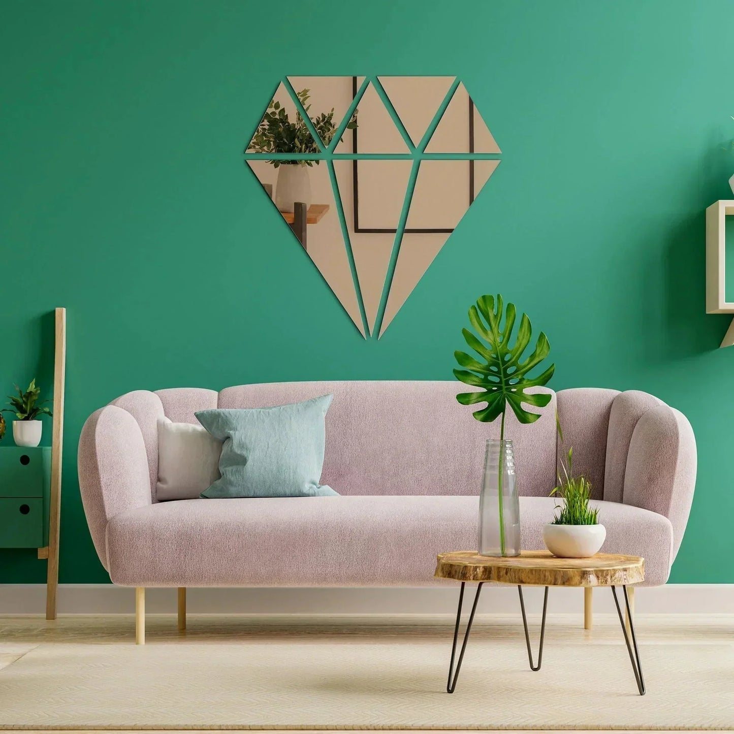 Diamond Shaped Acrylic Mirror Wall Stickers HOME DECORE STICKER JUST LIKE MIRROR ON THE WALL Aram ka bazar