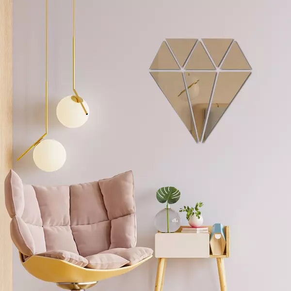 Diamond Shaped Acrylic Mirror Wall Stickers HOME DECORE STICKER JUST LIKE MIRROR ON THE WALL Aram ka bazar