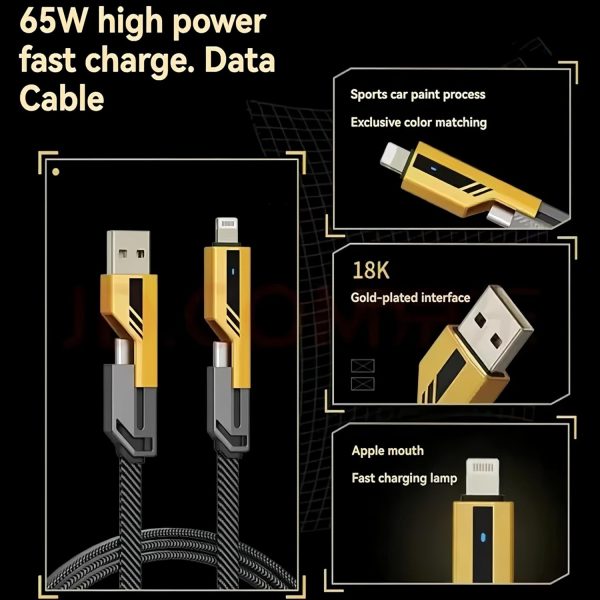 4-in-1 Multi Usb Charging Cable to Usb-c To Usb-c, Usb-c To Lightning, Usb-a To Usb-c
