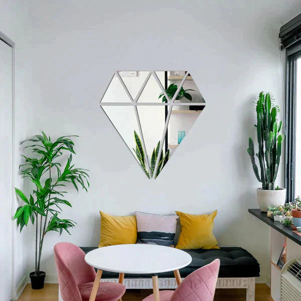 Diamond Shaped Acrylic Mirror Wall Stickers HOME DECORE STICKER JUST LIKE MIRROR ON THE WALL Aram ka bazar