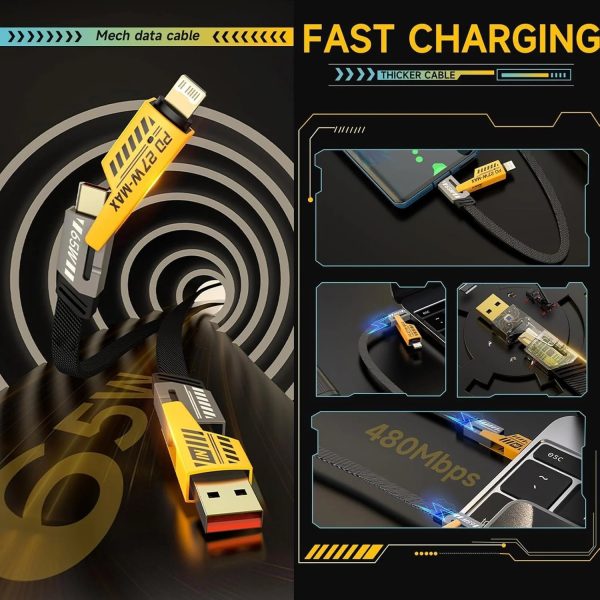 4-in-1 Multi Usb Charging Cable to Usb-c To Usb-c, Usb-c To Lightning, Usb-a To Usb-c